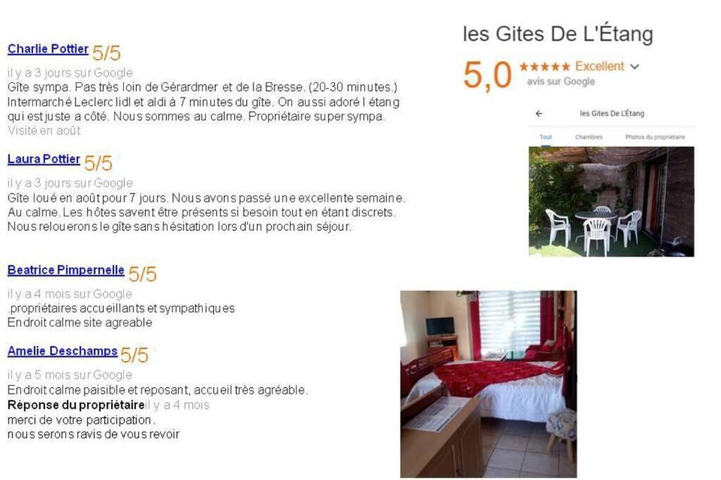 Les Gites De L Etang :Studio A 20 Mn De Gerardmer La Chapelle  Exterior foto